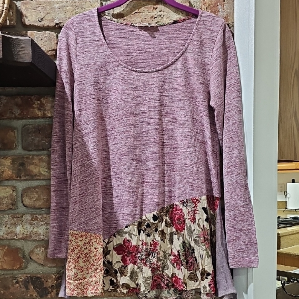 Easel Pink Floral Long Sleeve Top
